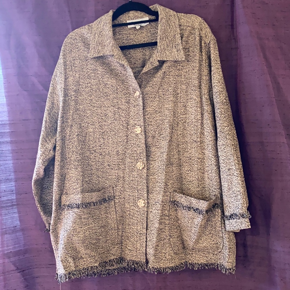 100% Silk Matka Tunic Jacket w/ Decorative Fringe